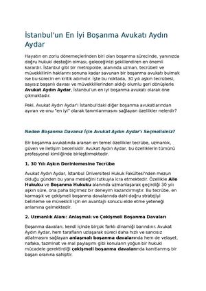 İstanbul'un En İyi Boşanma Avukatı Aydın Aydar