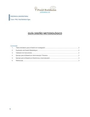 Guía Diseño Metodológico - PhD. Paúl Baldeón
