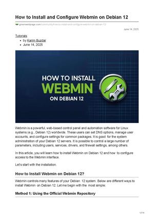 How To Install And Configure Webmin On Debian 12