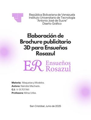 Elaboración De Brochure Publicitario 3d Para Ensueños Rosazul Nairobis Machado V - 31.707.961