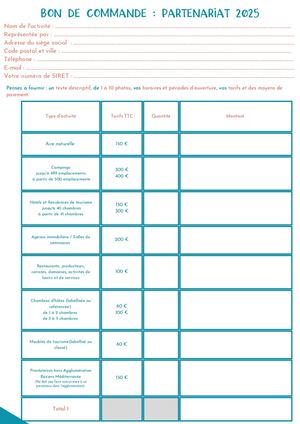 Bon De Commande Pack Partenaire 2025