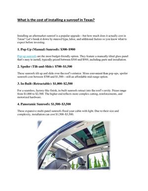 What Is The Cost Of Installing A Sunroof In Texas