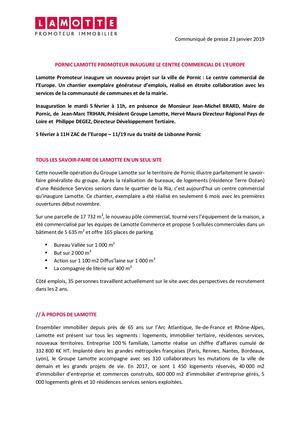 Lamotte inaugure le centre commercial de l'Europe à Pornic - 23 janvier 2019