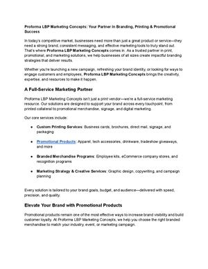 Proforma Lbp Marketing Concepts Your Partner In Branding, Printing & Promotional Success