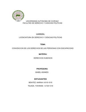 Proyecto Derechos Humanos Convenio Derechos De Personas Con Discapacidad