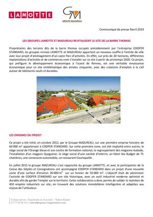 Les Groupes Lamotte et Mazureau revitalisent le site de la Barre Thomas - 9 avril 2019