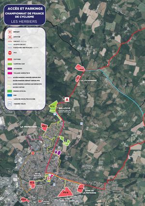 Plan des parkings championnat de France de Cyclisme 2025 Les Herbiers/ Vendée