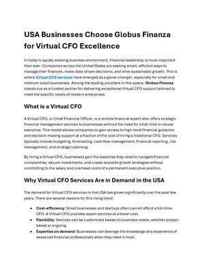 USA Businesses Choose Globus Finanza for Virtual CFO Excellence