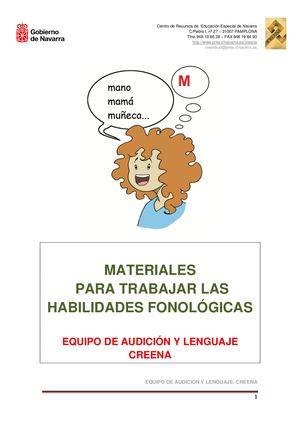 04 Materiales Para Trabajar Las Habilidades Fonológicas Autor Centro De Recursos De Educación Especial De Navarra