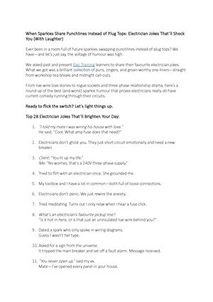Electrcian Jokes Elec Training