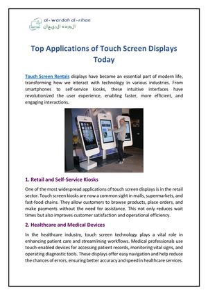 Top Applications Of Touch Screen Displays Today