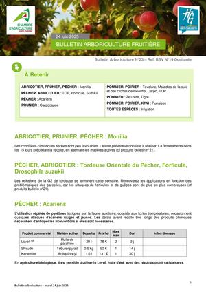 Bulletin Arbo du 24 Juin 2025