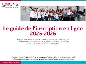 UMONS - Le Guide De L'inscription 2025 2026