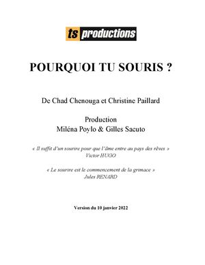 Dossier Aide à La Production 2022, Pourquoi Tu Souris, Chad Chenouga Et Christine Paillard
