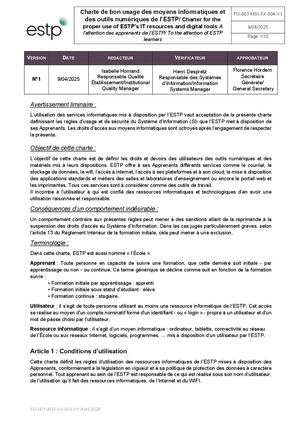 Charte Informatique Apprenants 2024 2025