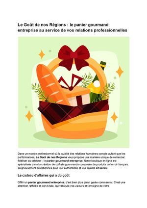 Le Goût de nos Régions : le panier gourmand entreprise au service de vos relations professionnelles