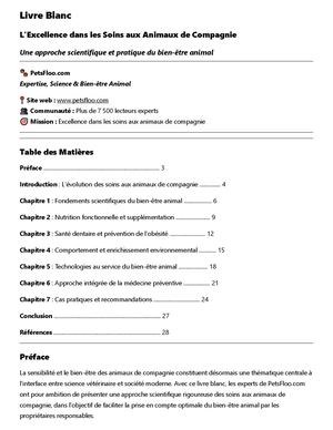 Livre Blanc Pets Floo Com L'excellence Dans Les Soins Aux Animaux De Compagnie