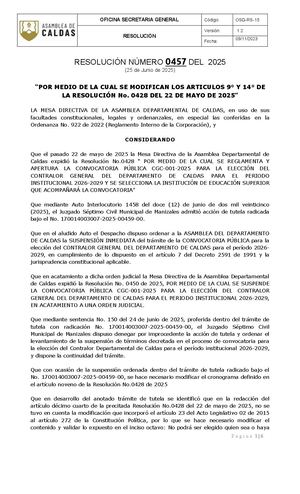 Modificacion Resolución 428 para elegir contralor de Caldas