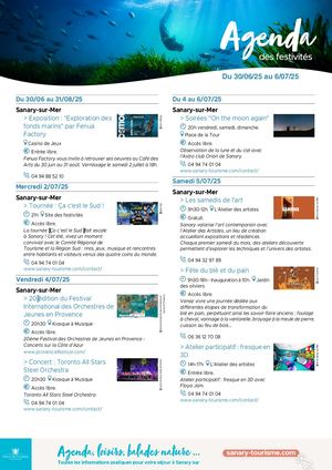 Agenda de la semaine du 30 juin au 06 juillet 2025