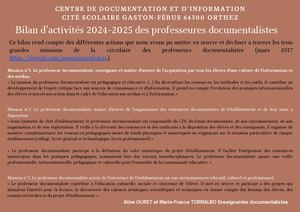 Bilan D’activités 2024 2025 Des Professeures Documentalistes Cité Scolaire Gaston Fébus 64300 Orthez