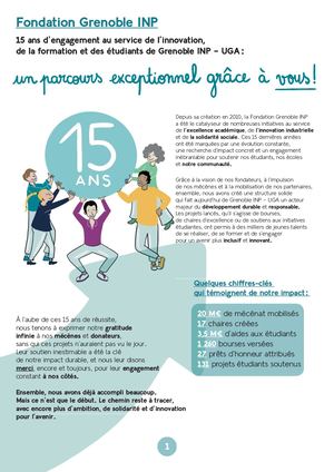 Bilan 15 ans - Fondation Grenoble INP