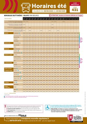 431 Eté Fiche Horaire Cars Régionaux Lormont Blaye