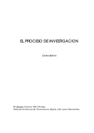 Sabino Carlos El Proceso De Investigacion
