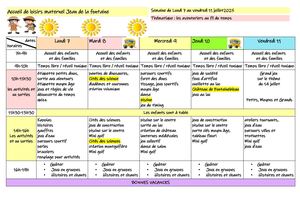 Planning maternel La Fontaine - juillet 2025