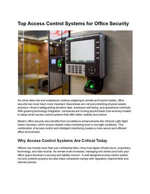 Top Access Control Systems For Office Security