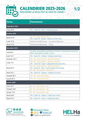 Calendrier Evenements Helha 2024 2025(web)