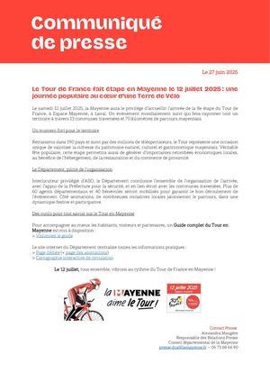 Le Tour de France fait étape en Mayenne le 12 juillet 2025 : une journée populaire au cœur d’une terre de vélo