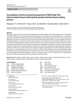 1 - [2024] CEAS Space Journal - Mech. Prop. TA6V Dode Thin Lattice Structure - Ph Guy