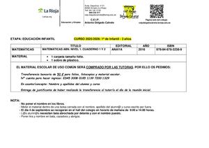 Libros Educación Infantil 25-26 CEIP ADCalvete