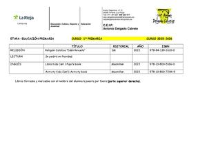 Libros De Texto Primaria 25-26 CEIP ADCalvete