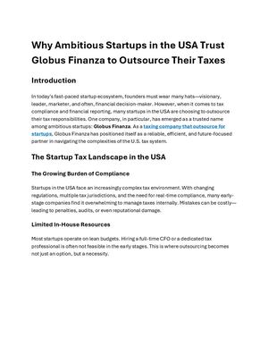Startup Tax Outsourcing In The Usa Why Globus Finanza Stands Out