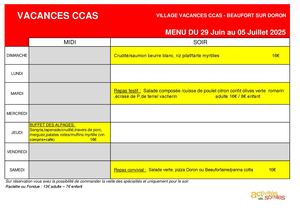 Nouveau Menu S27 2025