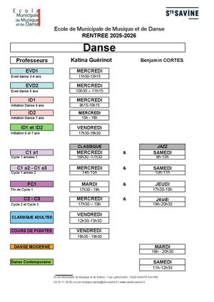 Planning Danse 2025-2026