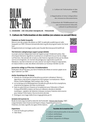 Bilan 2024-2025