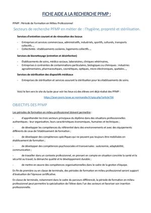 Procédure Recherche Pfmp Bac Pro Hps