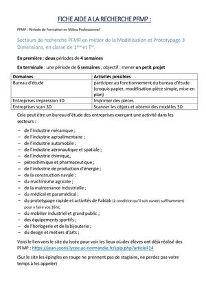 Procédure Recherche Pfmp 1ère Tle Bac Pro Mp3d