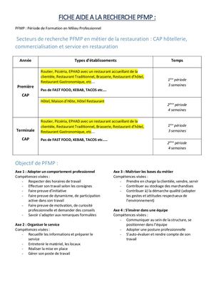 Procédure Recherche Pfmp Cap Hcr