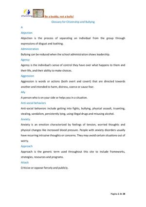 Glossary - Bullying and Ciberbullying