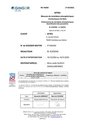 Surveillance rejets CRISTAL fin 2024