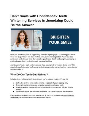 Can’t Smile With Confidence Teeth Whitening Services In Joondalup Could Be The Answer