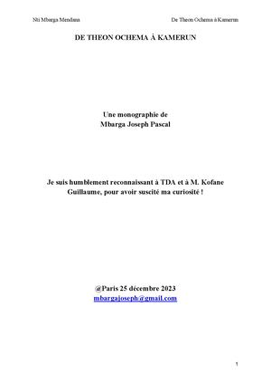 De Theon Ochem À Kamerun