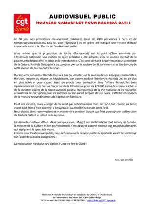 Cp Cgtspectacle Nouveau Camouflet Pour Rdati 01072025