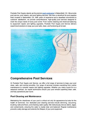 Poolside Pool Supply and Service - Expert Pool Contractor in Bakersfield, CA