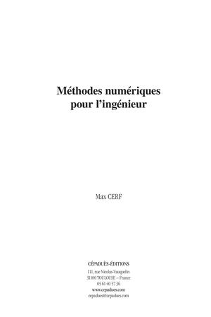 Extrait 2207 Méthodes numériques pour l’ingénieur