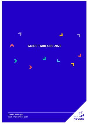 GUIDE TARIFAIRE DE LA VILLE DE NEVERS