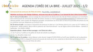 Agenda L’orée De La Brie Juillet 2025